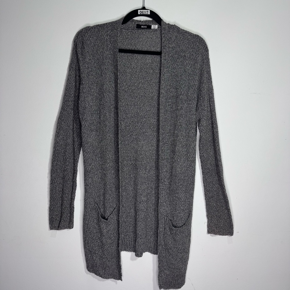 BDG Urban Outfitters Gray Boyfriend Cardigan Medium Longline Open Front Cozy
